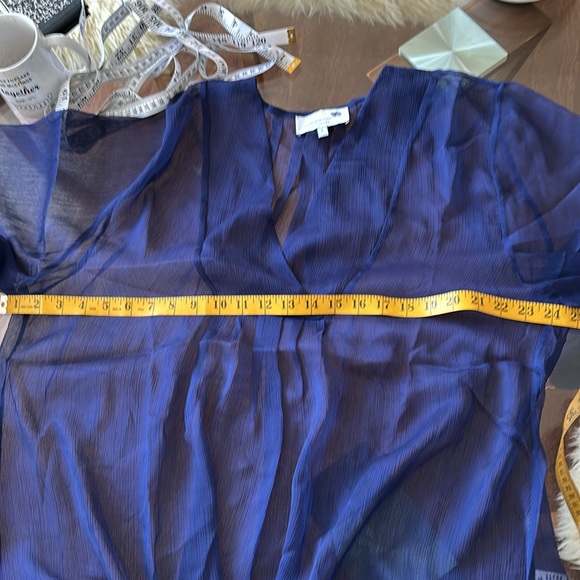 NWT Liz Lang Blue Sheer Coverup Lingerie Blouse Size Large - Picture 11 of 11